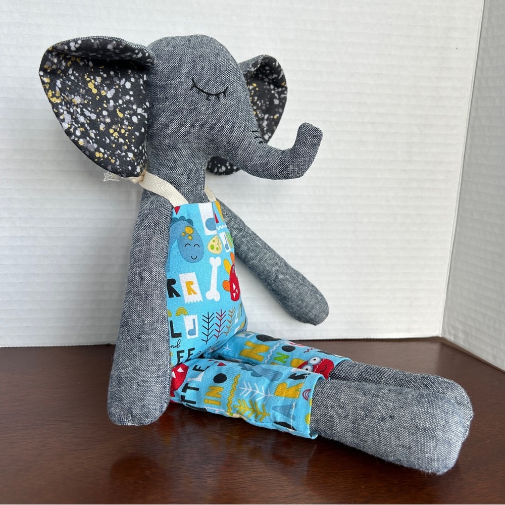 Maddy & Buster Linen Elephant Doll Hand Crafted Canada